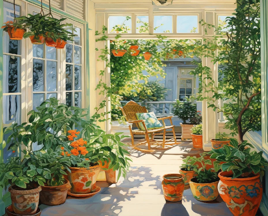 Chenistory  Diamond Painting House Plant Complete Kit Embroidery Landscape Diy Hobby Handmade Gift Wall Art Picture