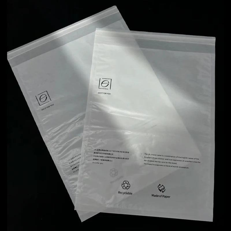 Biodegradable Recycle Custom Grassin Paper Bag With Self Seal for Clothing