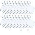 20 Pcs MDF Double Side Blank Square Eco-Friendly Keychains Sublimation Heat Transfer 50x50x3mm White Gloss MDFSUB