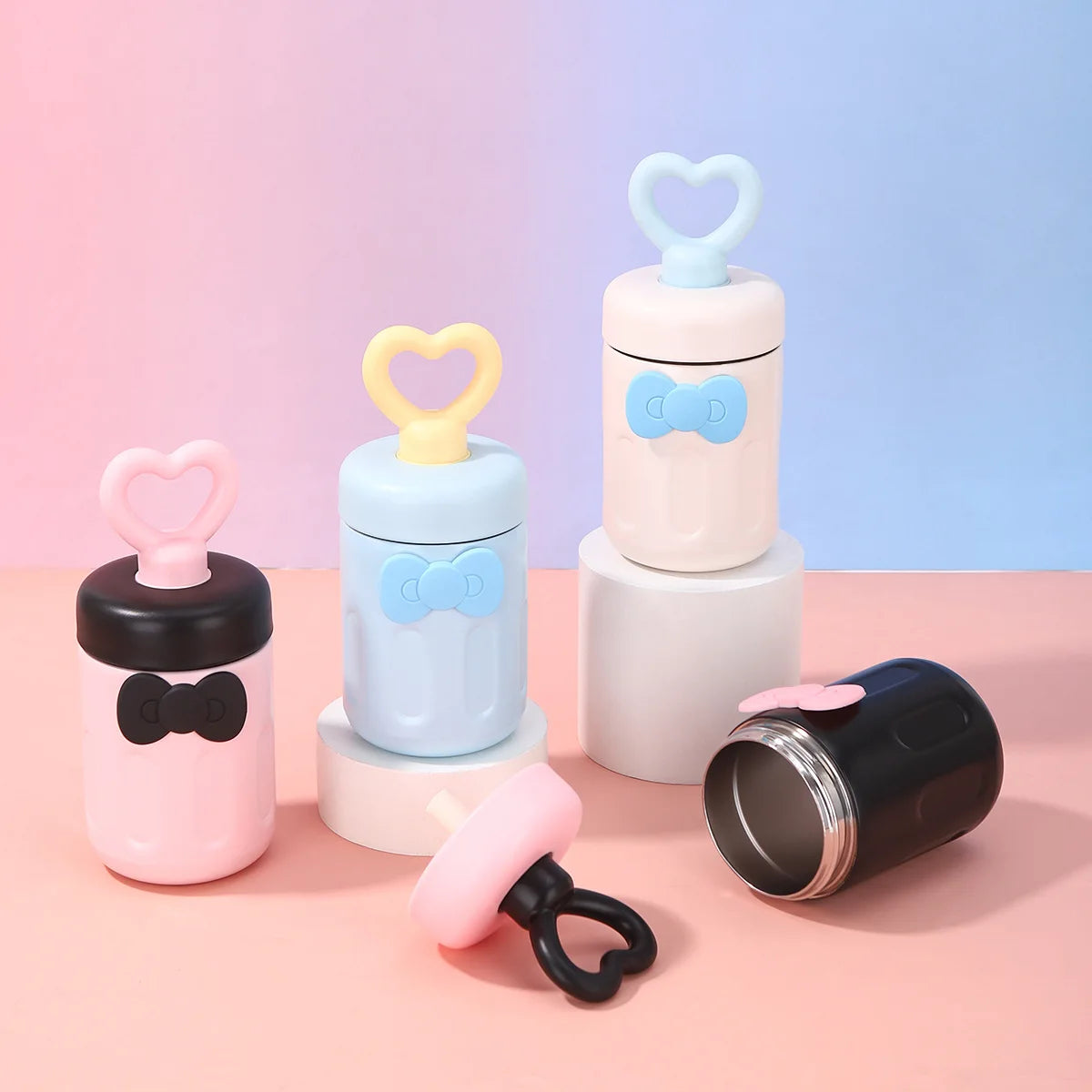 Custom Cute 316 Stainless Steel Vacuum Insulated Girls Women Water Cup Metal Kids Coffee Water Bottle Straw for Travel Children