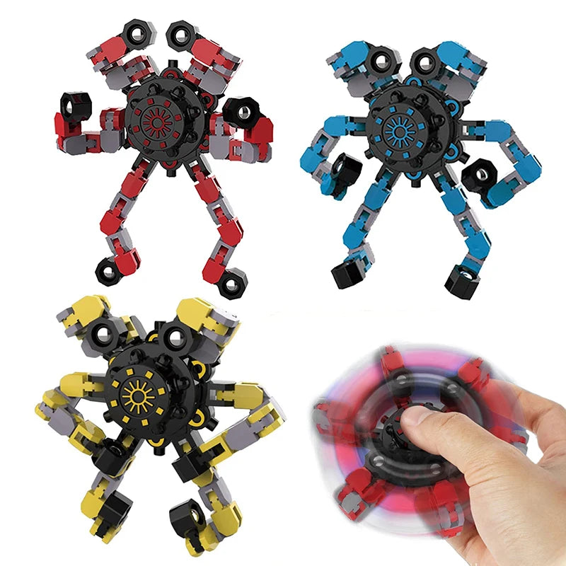 Kids Adults DIY Chain Mechanical Gyro Hand Spin Sensory Deformed Transformable Fidget Toy