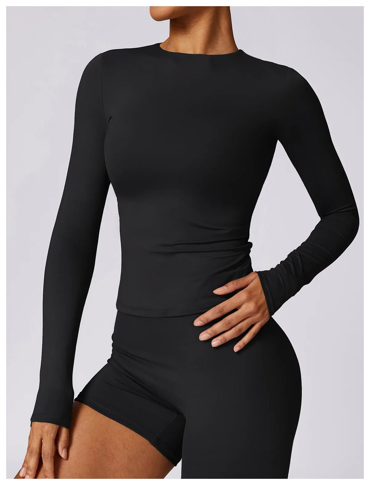 Women's Running Crop Top Long Sports Shirt Comfortable Seamless Plus Size Four-Way Stretch Breathable Gym Fitness Workout