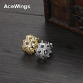 R046   Hip Hop  Ring Brass Gold Silver Color Cubic Zircon Iced  Fashion  Jewelry