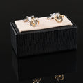 JINJIE Classic Style Ready to Ship Double Color Copper Knot Cufflinks for Fashion Suit Shirt