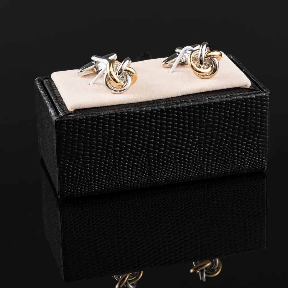 JINJIE Classic Style Ready to Ship Double Color Copper Knot Cufflinks for Fashion Suit Shirt