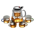 1000Ml 800Ml Modern Square High Temperature One-Click Filtering Tea Water Separation Glass Elegant Cup Stocked Bubble Teapot