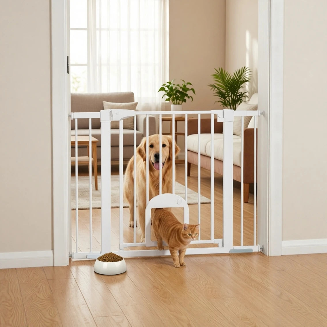 Double-Lock Retractable Safety Certified Pet Gate for Dogs Small Animals Eco-Friendly Durable Design Easy Install Carbon Steel