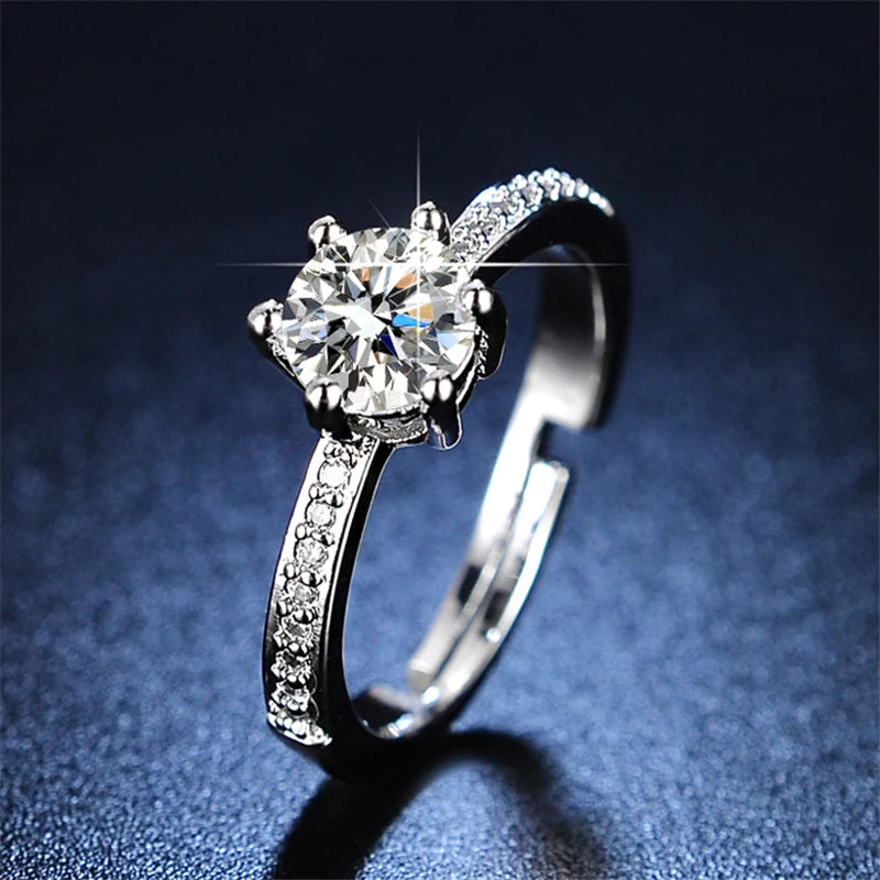 New Fashion Exquisite Promise Jewelry Eternal Love Adjustable Ring White CZ Wedding Heart Rings for Women Girls