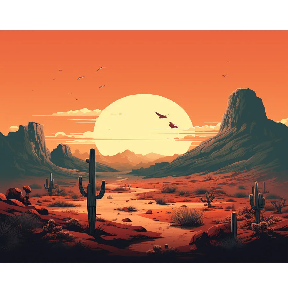 Full Round 5d Diy Diamond Painting Desert Landscape Embroidery Cross Stitch Home Decor Gift 30x40cm/12x16inch Without Frame