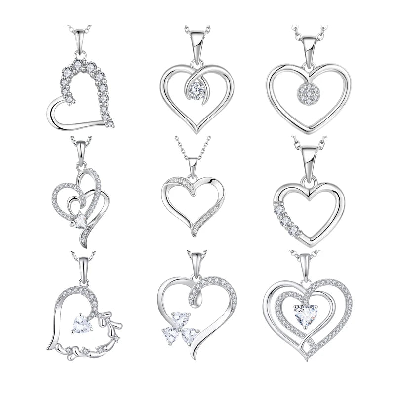 YH JEWELLERY Hot Selling Rhodium Plated 925 Sterling Silver Diamond White CZ Heart Pendant Necklace for Lady Fine Jewelry