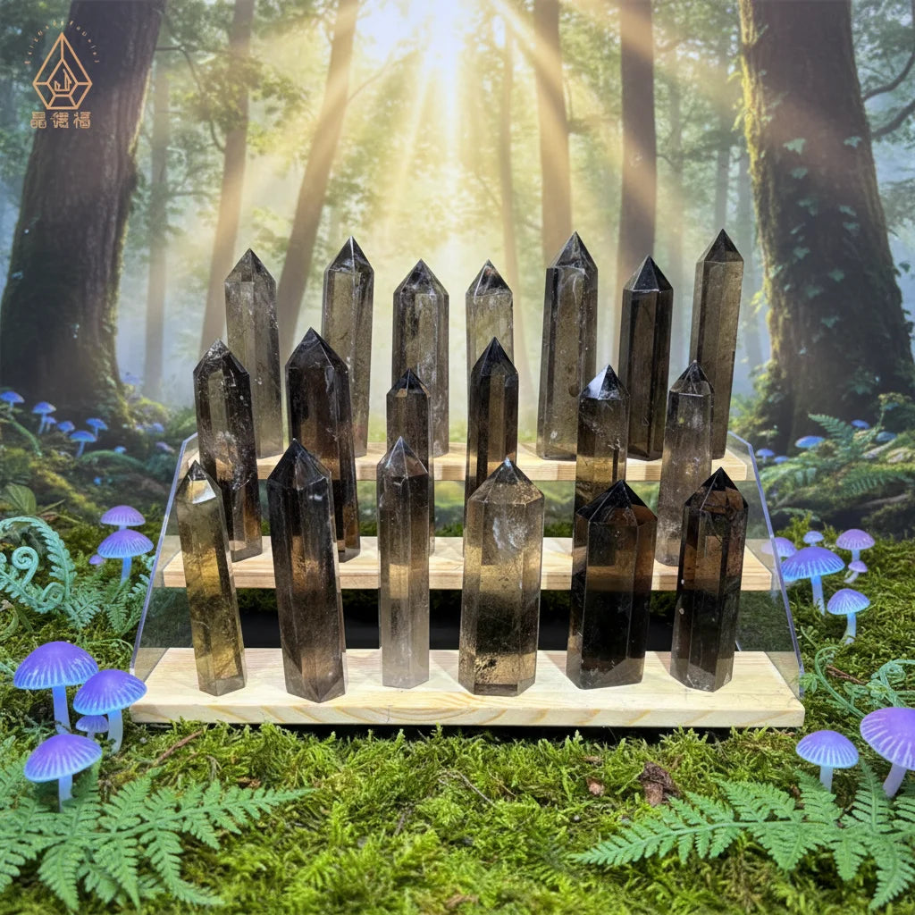 Kindfull Wholesale Natural Crystal Stone Healing Crystals Points Smoky Quartz Points Crystal Wand Tower for Decoration