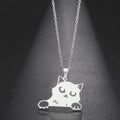 Cute Stainless Steel Cat Charm Necklace Gold Plated Custom Cat Animal Pendant Necklace Jewelry Gifts for Women Kids