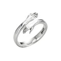 925 Sterling Silver Tongxin Hug Cross Open Resizable Ring Adjustable Lovely Hand Rings for Women Jewelry