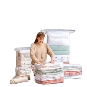Bedding Cube Vacuum Storage Bag with Asymmetrical Explosion-proof Zipper No Need Pump