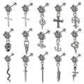Punk Stainless Steel Vintage Cross Flat Back Ear Studs Pendant Tragus Helix Cartilage Lobe Earrings Unisex Body Piercing