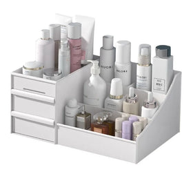 Large Capacity Eco-Friendly Glossy PP Plastic Rectangle Modern Design Makeup Organizer with Storage Drawers Chisheng