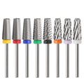 Safety 5 in 1 Nail Bit Cross Cut No Vibration 3/32" Tungsten Carbide Acrylic Quickly Nail Removal Tapered Nail Drill Bits