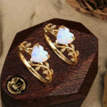 925 Sterling Silver Opal Love Ring European and American Style Leaf Branch Design Fashion Index Finger Ring