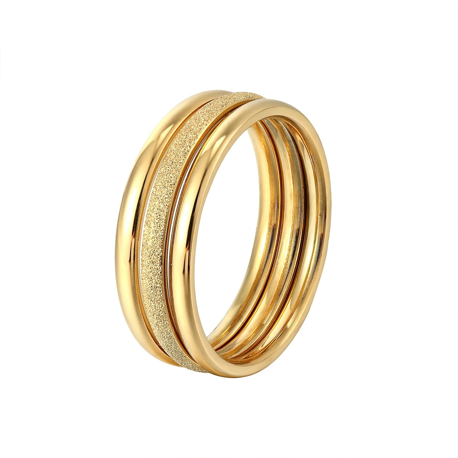 Changeable Simple Ring Set High Quality Shiny Polished Stainless Steel Gold Plated Ring Women