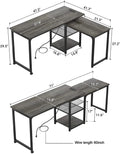 L Shaped Desk with Outlets and USB Ports Reversible Corner Computer Desks Modern Home Office Desk with Adjustable Storage