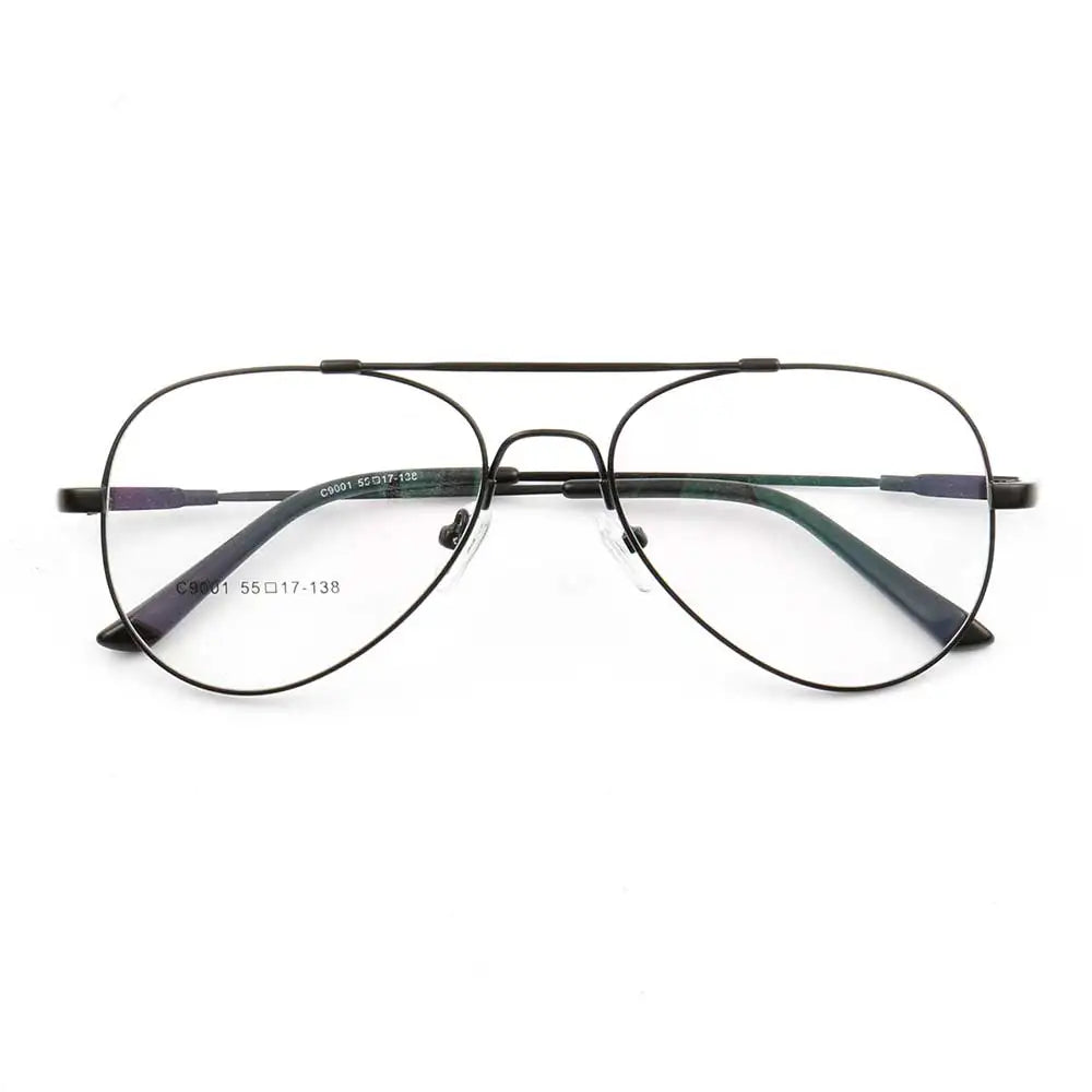 New Arrival C9001 Oval Aluminum Solid Full Rim Lightweight Fashion Memory Bendable Temple Bridge Unisex Double Bridge Eyeglasses