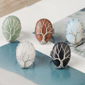Brass Rose Gold Silver Natural Stone Clear Quartz Blue Sandstone Boys Finger Stylish Tree of Life Rings
