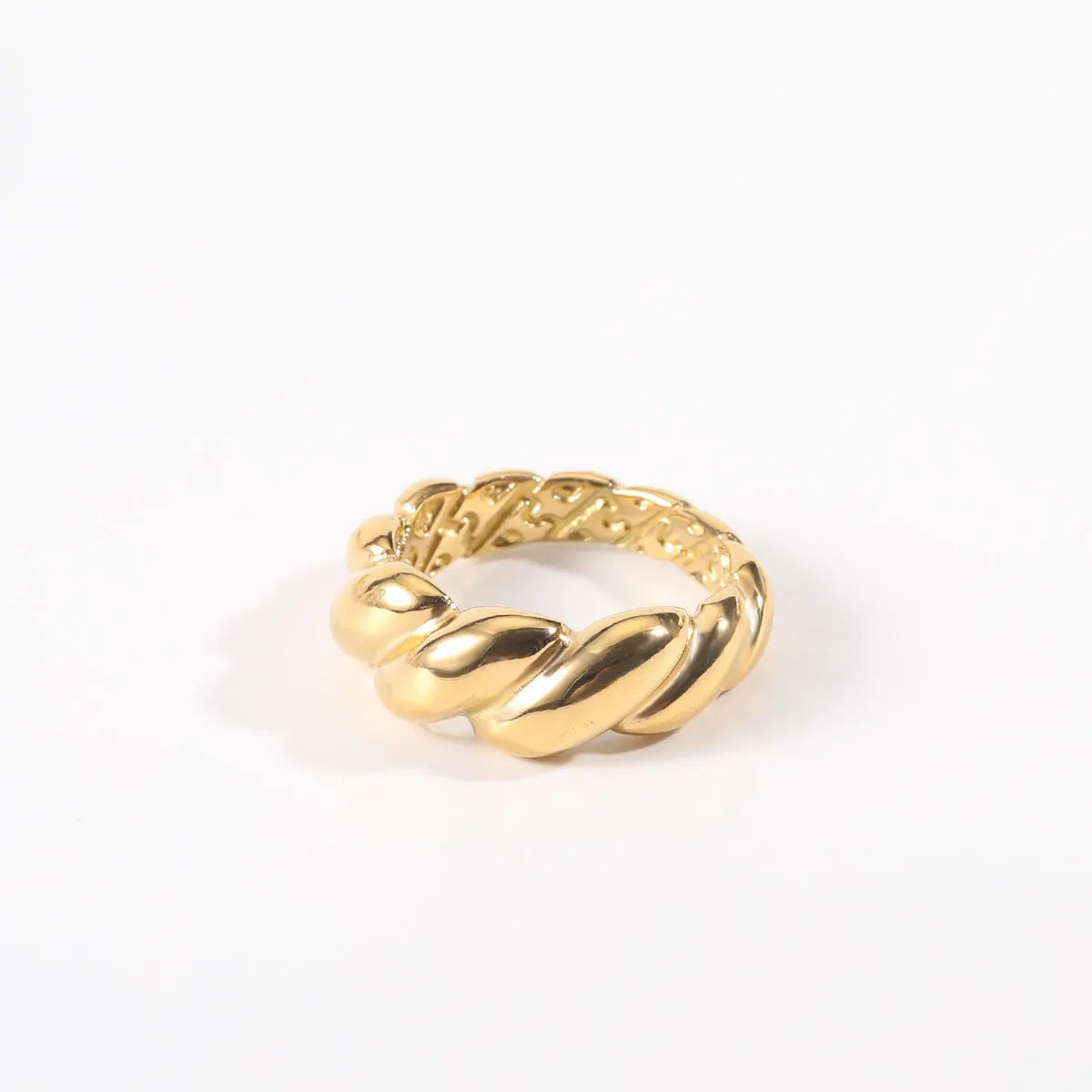 Wholesale Classical Wide Stainless Steel Gold Plated Rings Original Rolls Twisted Croissant Chunky Lady's Rings for Couple