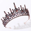 Western Retro Dark Rhinestones Alloy Bridal Wedding Crown Headpiece Bling White Golden Diademas Hair Accessories
