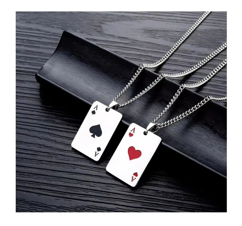 BINSHUO Unisex Design Custom Cool Style Stainless Steel Men Card Poker Pendant Necklace High-end Pendant Necklace