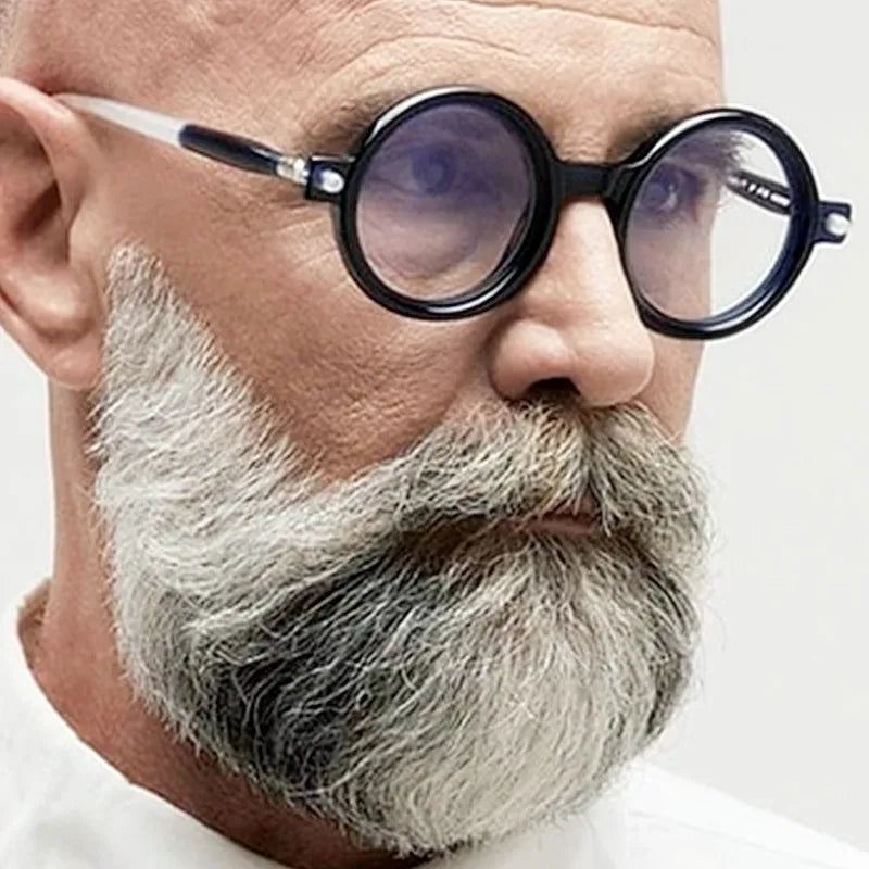Logo Custom Vintage Sunglasses Black Brown Clear Computer Glasses Frames UV400 Small Round Rivet Eyeglasses for Men