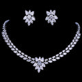 SLBRIDAL Luxury Sparkling Prong Setting Bridal Cubic Zircon Necklace Earring Set Wedding CZ Jewelry Set Women Party Jewelry