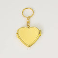 DIY Souvenir Gift Custom Epoxy Picture LOGO Colors Giveaway Gold Heart Shape Mini Folding Metal Pocket Mirror With Keychain