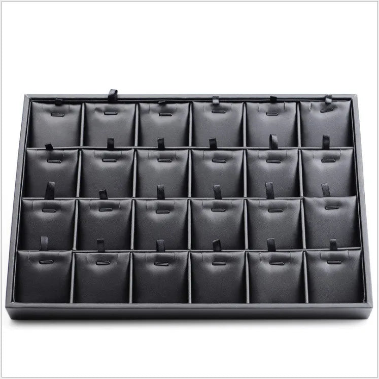 Luxury Black Jewelry Display Tray Earring Jewelry Packaging PU Leather Tray Organizer Jewelry Tray for Exhibition