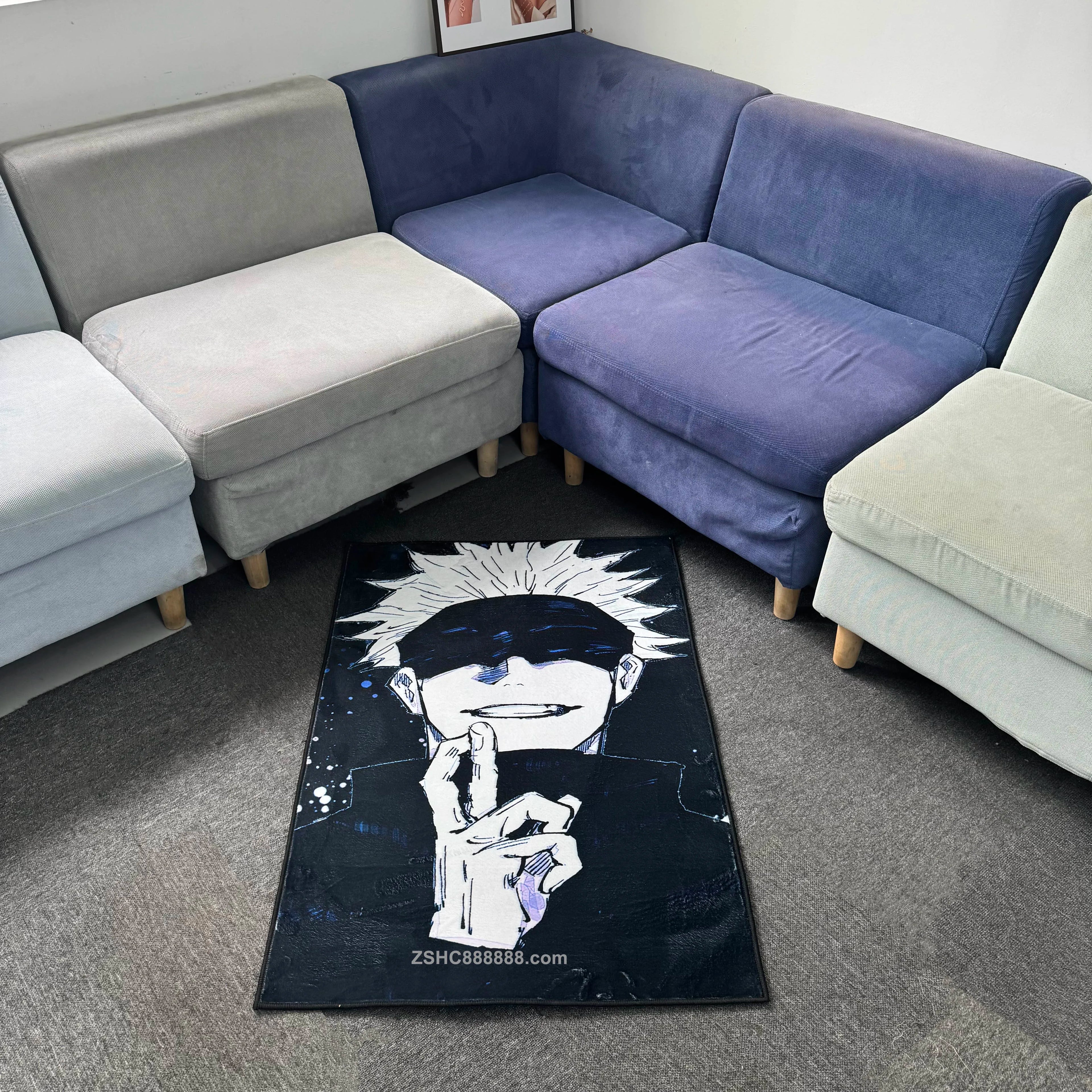 Custom Design Anti-ship Jujutsu Kaisen Anime Fluffy Shag Carpet Tufted Soft Anime Area Rug and Mat for Home Decor