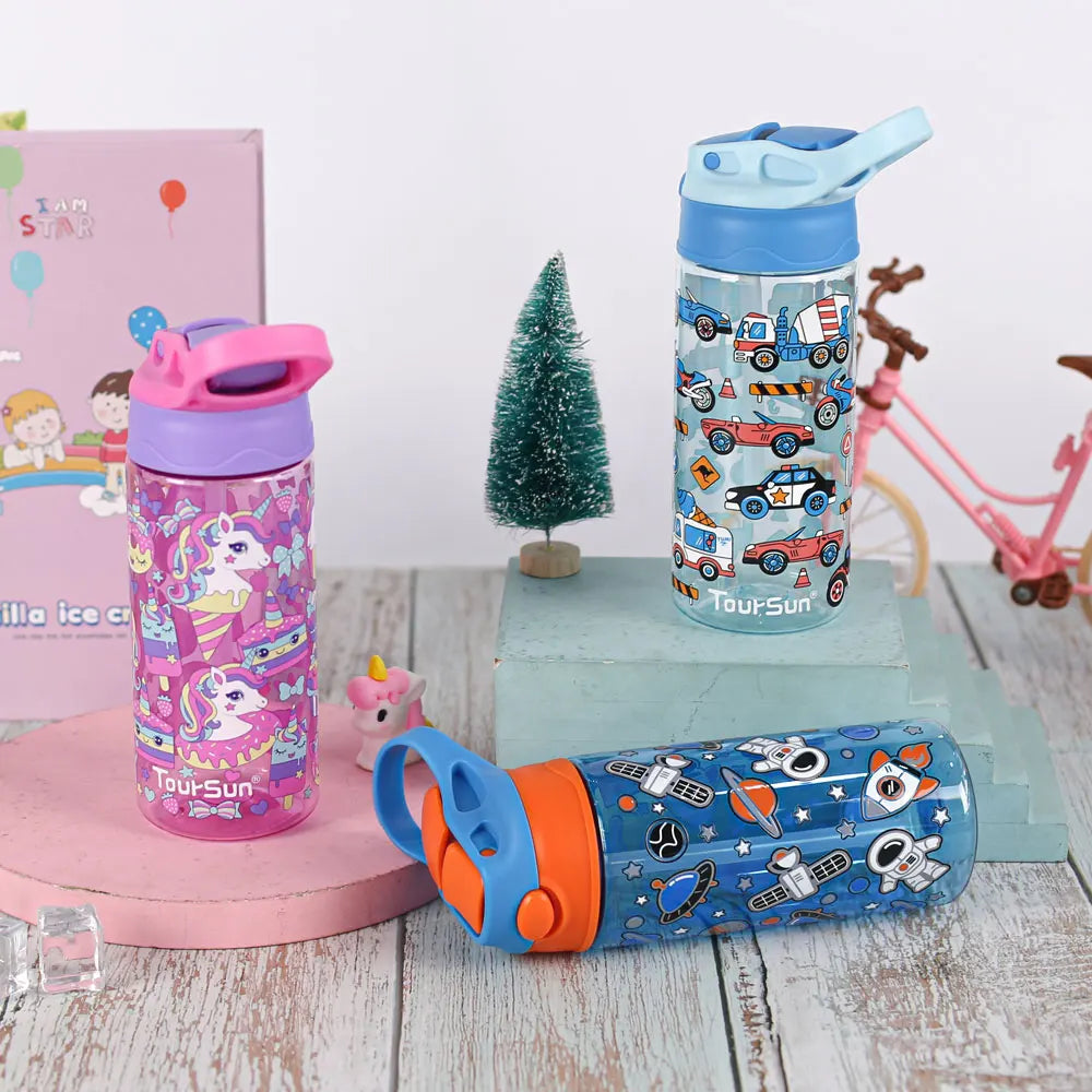 Toursun 420ml Wholesales Sippy Water Bottle Cute Straw Water Bottle for Kids Portable Kids Children Drinking Water Bottle
