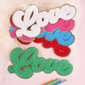 Big Size Eco-Friendly Valentine's Day Iron on PVC Chenille Patch with Sequins for Clothing