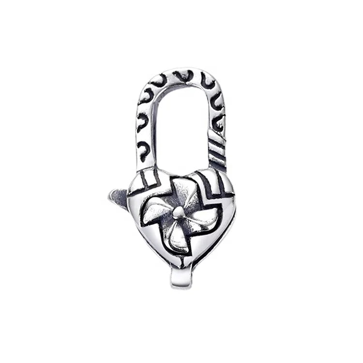 Black & Silver Finishing 925 Windmill Lobster Claw Clasp Oxidized Sterling Silver Lock for DIY Jewelry Designer