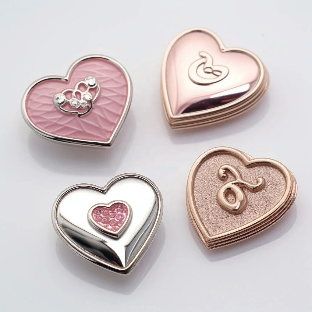 Cute pink Zinc Alloy Shank Plating Rhinestone Decorated Engraved Metal Buttons
