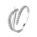 Sterling Silver 925 Adjustable Rings for Women Cross Design Thin Band Ring Jewelry