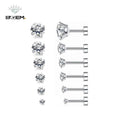 3-8mm Round Clear CZ Stud Earring R.GEM Hypoallergenic Stainless Steel Crystal Earrings Simple Design with 4 Claws for Parties