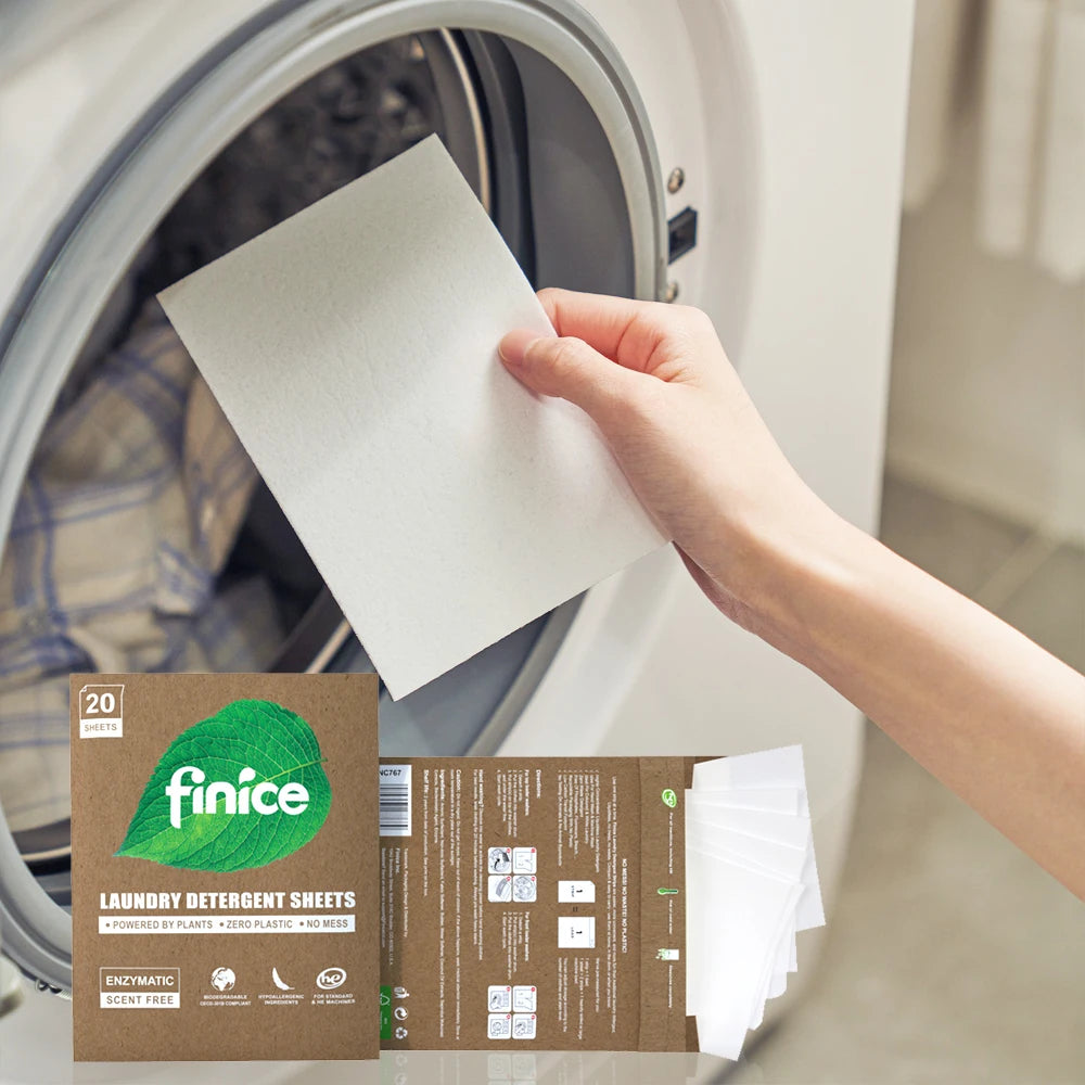 Finice Eco Friendly Laundry Detergent Sheets Biodegradable Clothes Detergent Sheet