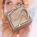 Hip Hop Gold Plated Stainless Steel Cubic Zirconia 3mm 4mm Diamond Tennis Bracelet for Women