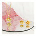 Free Design Two-piece S925 Sterling Silver Electroplated 14k Gold Peach Blossom Pendant Necklace Jewelry Set