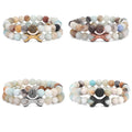 2022 Good Luck Plain Multi Color 8mm Stone Bead String Women Bracelets Set
