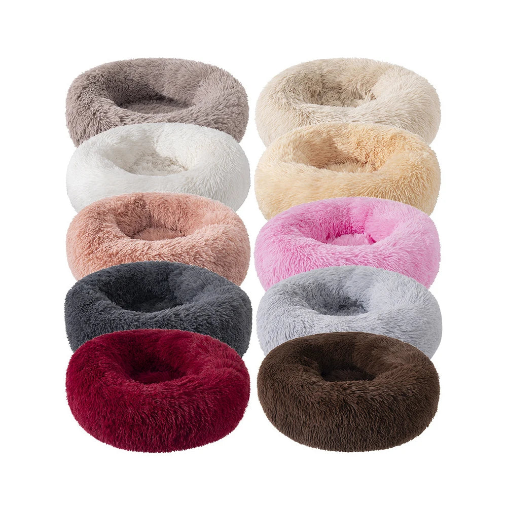 Luxury Plush Comfortable Memory Foam Waterproof Anti Slip Donut Round Cat Pet Dog Bed for Dogs
