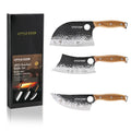 Ergonomic Hand Forged Butcher Knife Set with Comfortable Wooden Handle for Kitchen Use Stainless Steel Kitchen Knife