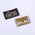 Customized Guaranteed Quality Popular Gold Thread Custom Straight Cut Woven Neck Labels for Clothes