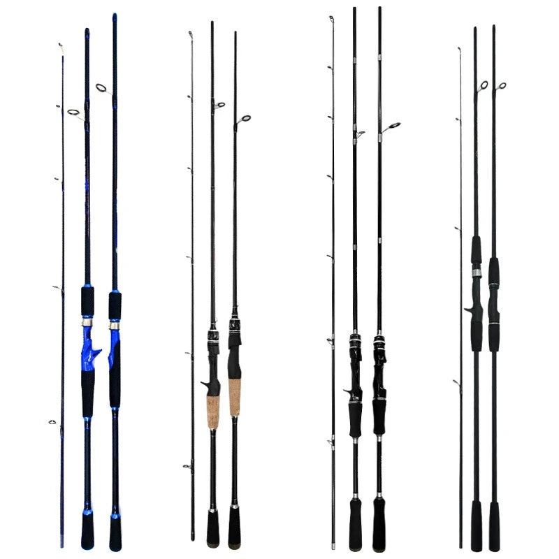 SEASKY 1.98M Pole 2 Sections Cork Handle Freshwater Bass Pike Fishing Spinning Casting Tournament Rod MegaBDM