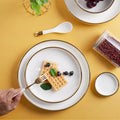 Nordic Luxury Wedding White Dishes Plates Dinner Tableware Set Custom Golden Edge Ceramic Dinnerware Set