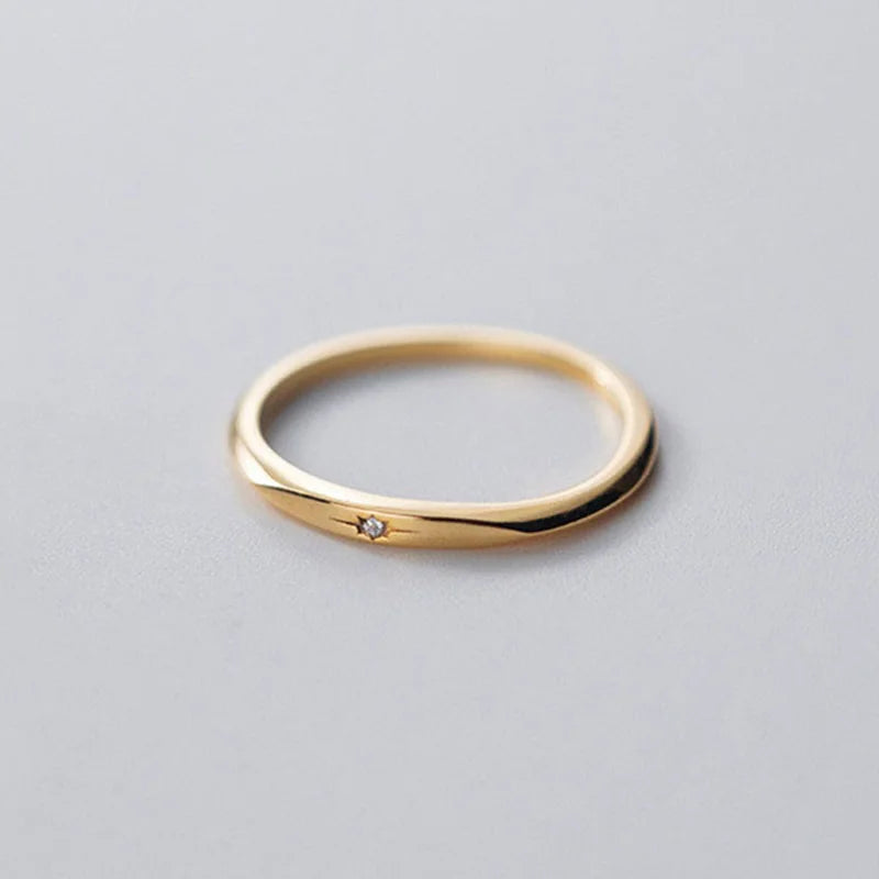 Elegant 925 Sterling Silver Star Zircon Ring Custom Gold Plated Fashion Ladies Finger Ring for Wedding Party Sparkling
